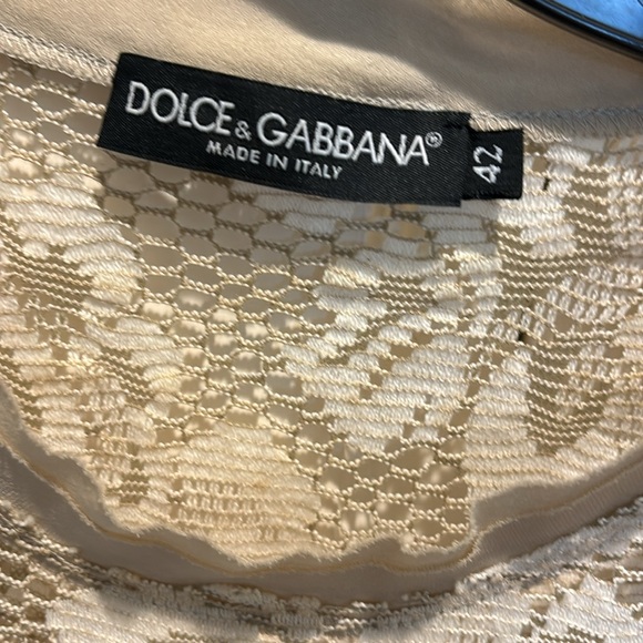 Dolce & Gabbana top lace with silk tip sleeve less beige size 42 Italian - Picture 2 of 6